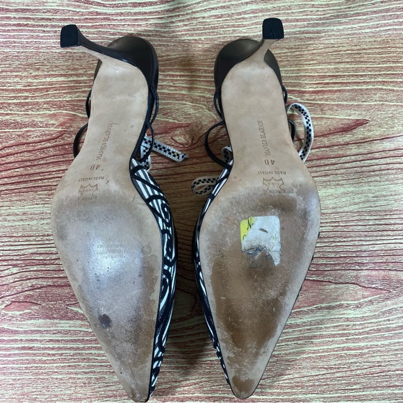 Manolo Blahnik Heels Black White 40 US 10 - Picture 7 of 8